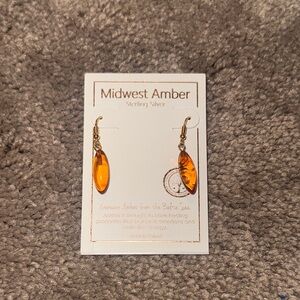 Midwest Amber Sterling Silver Genuine Baltic Amber Marquise Drop Earrings